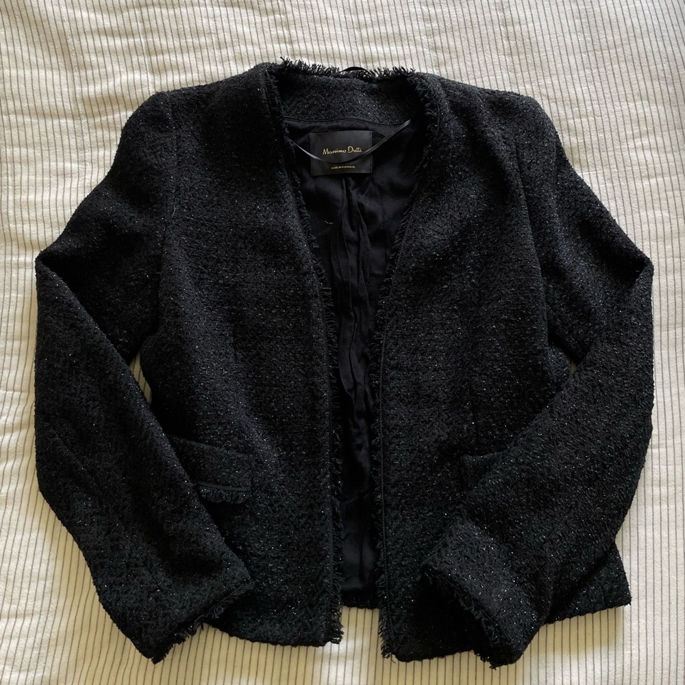 Massimo Dutti Black Textured Jacket